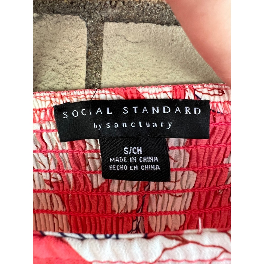 Social Standard Sanctuary Floral Tie Strap Tiered Midi Dress Coral White Small - Picture 2 of 3
